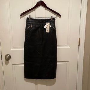 TOPSHOP black leather pencil skirt size 0